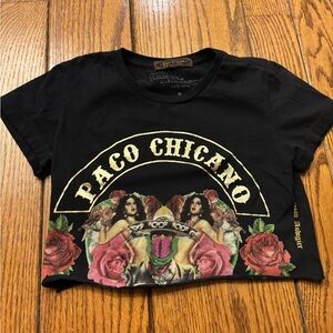 Black Graphic Crop Top